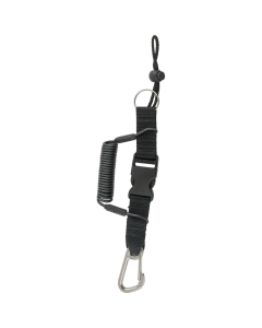 Mini spiraalkoord met staalkabel en RVS clip - Zwart