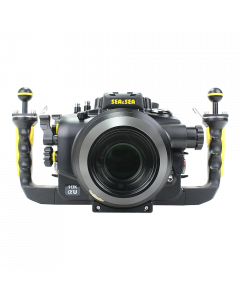 100 Meters depth rated underwater housing for Sony Alpha 7RIV mirrorless camera.