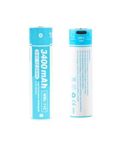 WeeFine 18650 Li-ion Battery, 3400mAh met USB-C-poort, ideaal voor duiklampen en elektronische apparaten.