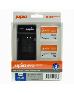 Jupio Value Pack: 2x Li-90B/Li-92B 1270mAh + USB charger
