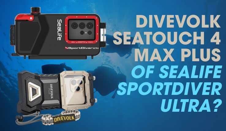 Divevolk SeaTouch 4 Max Plus en SeaLife SportDiver smartphone-onderwaterhuizen onder water