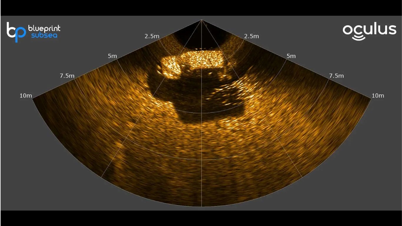 sonarbeeld van auto inclusief school vissen met Oculus M750D